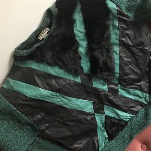 Vintage Leather and fur mens sweater